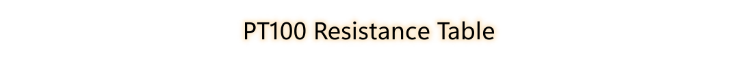 PT100 Resistance Table